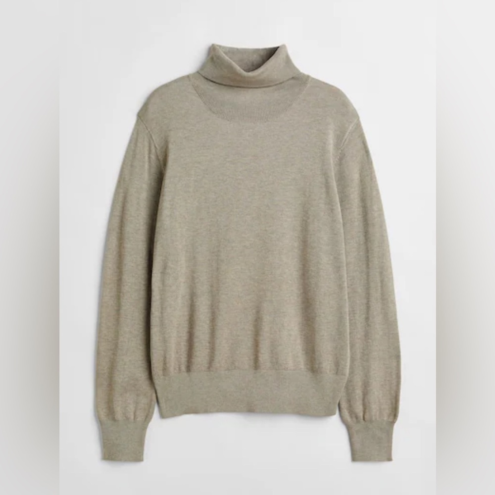 H&M Women’s Fine-Knit Turtleneck Sweater In Beige Sz Xs